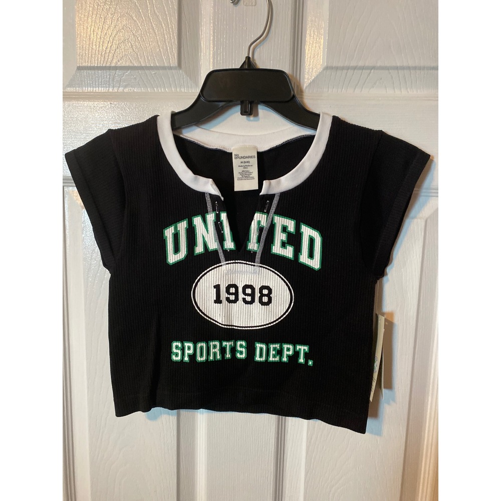 No Boundaries Juniors United Sports Dept 1998 Ribbed Crop Top Black Size M 8-10‎